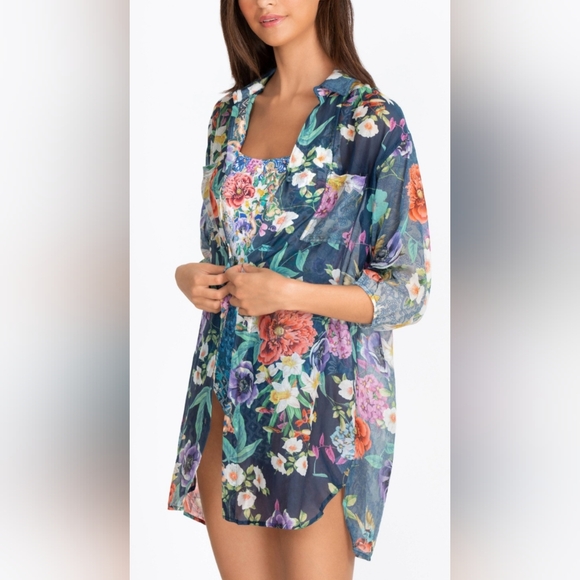 Johnny Was Dresses & Skirts - Johnny Was Paria Dress Shirt-Medium-Floral Multicolor